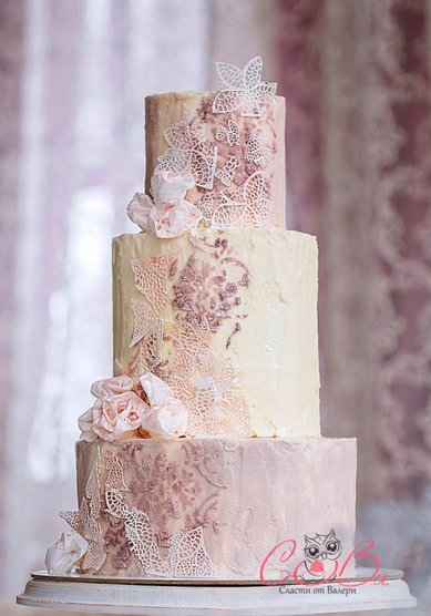 Свадебный торт Кружево и текстуры. (М123088) - Компания Мастерская СОВа//Сласти от Валери...
