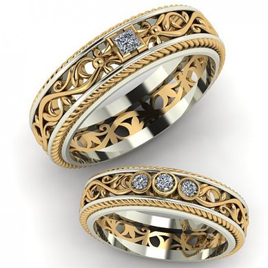 Обручальные кольца ок2-292 | ок2-292-D5885 - Ювелирный салон Dolce Vita