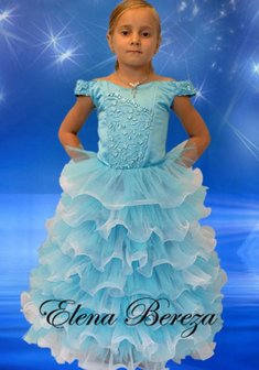 Детское платье A29225. С пышной юбкой, длинное без шлейфа.