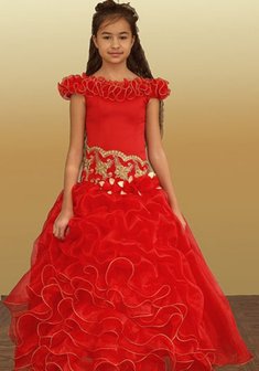 Детское платье A29226. А-силуэт, длинное без шлейфа.