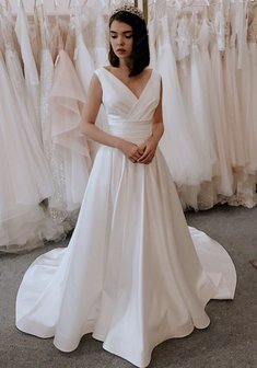 Свадебное платье Жизель-O34708. А-силуэт, длинное со шлейфом.