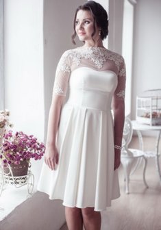 Свадебное платье Минесотта (12)-A35688. А-силуэт, короткое без шлейфа.