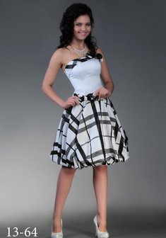 Вечернее платье 13-64-A35827. А-силуэт, короткое без шлейфа.