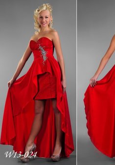 Вечернее платье 13-04-A35837. С прямой юбкой, короткое со шлейфом.