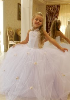 Детское платье Воздушка-A35840. С пышной юбкой, длинное без шлейфа.