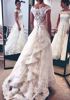 Свадебное платье Lana-lace-O41092. А-силуэт, длинное со шлейфом.