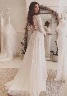 Свадебное платье Дафна-O41316. А-силуэт, длинное со шлейфом.