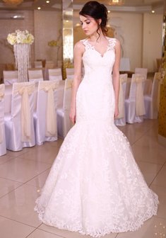 Свадебное платье Ширли-A41496. Силуэт Русалка (Рыбка), длинное со шлейфом.