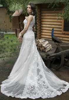 Свадебное платье Роме-A42368. А-силуэт, длинное со шлейфом.