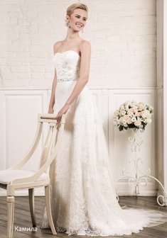 Свадебное платье Камила-A42372. А-силуэт, длинное со шлейфом.