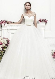 Свадебное платье Доминика-A45754. С пышной юбкой, длинное без шлейфа.