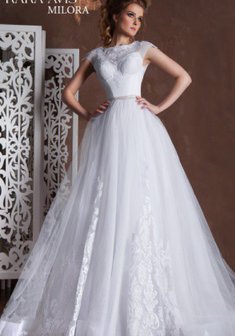 Свадебное платье Milora-С52401. С пышной юбкой, длинное со шлейфом.