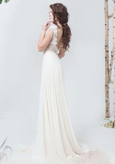 Свадебное платье Selini-С56506. С прямой юбкой, длинное со шлейфом.