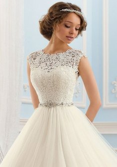 Свадебное платье Летиция-A57923. С пышной юбкой, длинное со шлейфом.