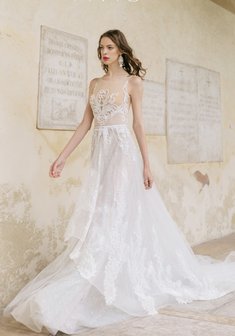 Свадебное платье Aurely-С61314. А-силуэт, длинное со шлейфом.