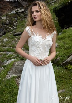Свадебное платье Contempo-A61768. В греческом стиле, длинное со шлейфом.