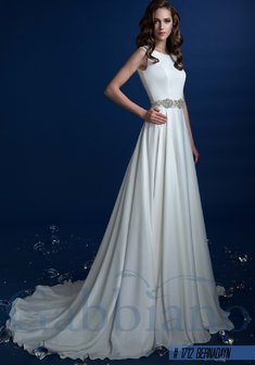 Свадебное платье Бернадайн-A62930. А-силуэт, длинное со шлейфом.