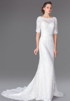 Свадебное платье Элен-D63227. С прямой юбкой, длинное со шлейфом.