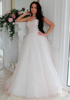 Свадебное платье Ирида-С64349. С пышной юбкой, длинное без шлейфа.