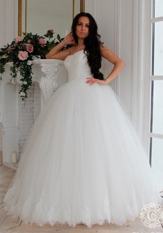 Свадебное платье Сальма-С64351. С пышной юбкой, длинное без шлейфа.