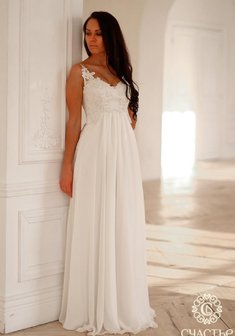 Свадебное платье Малика-С64917. В греческом стиле, длинное без шлейфа.