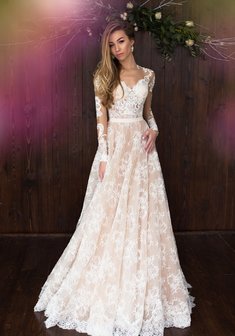 Свадебное платье Obstinate Chamamile-С64944. А-силуэт, длинное без шлейфа.