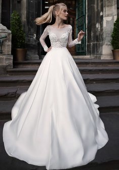 Свадебное платье Azalia от Nava Bride-M66843. С пышной юбкой, длинное со шлейфом.