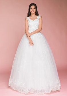 Свадебное платье Гелана-С66894. С пышной юбкой, длинное без шлейфа.