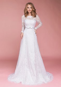 Свадебное платье Залма-С66898. А-силуэт, длинное со шлейфом.