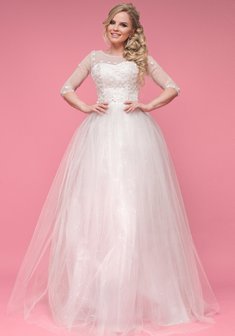 Свадебное платье Леори-С66903. С пышной юбкой, длинное без шлейфа.