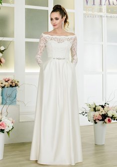 Свадебное платье Люксурия-С66905. С прямой юбкой, длинное без шлейфа.