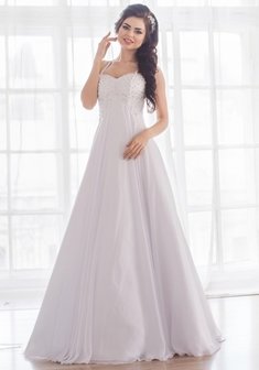 Свадебное платье Emiliana-М66935. А-силуэт, длинное со шлейфом.