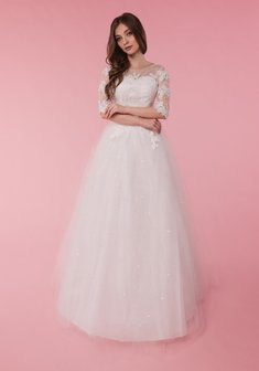 Свадебное платье Моанна-С67847. С пышной юбкой, длинное без шлейфа.