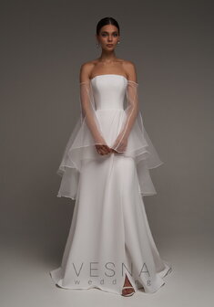 Свадебное платье V69816. А-силуэт, длинное со шлейфом.