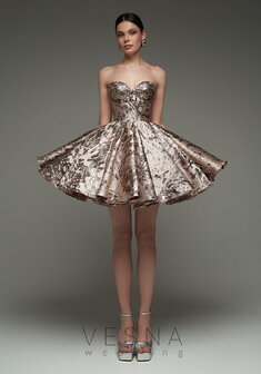 Вечернее платье Принцесс мокко Шанхай-V69825. С пышной юбкой, короткое без шлейфа.