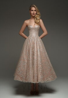 Вечернее платье Мари Нюд-V69836. С пышной юбкой, длинное без шлейфа.