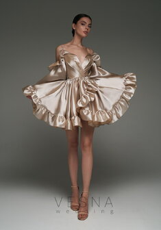 Вечернее платье Вейлан Нюд-V69854. С пышной юбкой, короткое без шлейфа.