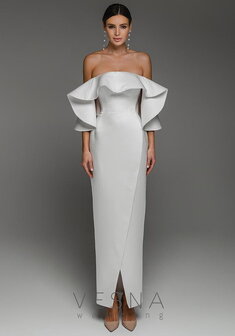 Свадебное платье Алесия Силк-V70290. С прямой юбкой, длинное без шлейфа.