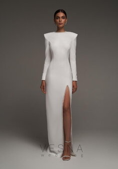 Свадебное платье Сигурни-V70313. С прямой юбкой, длинное без шлейфа.