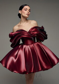 Вечернее платье Рафаэлла Рубин-V70334. С пышной юбкой, короткое без шлейфа.