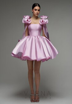 Вечернее платье Ника Сакура Софт-V70344. С пышной юбкой, короткое без шлейфа.