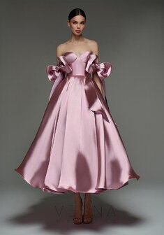 Вечернее платье Принцесс Миди Пион-V70368. А-силуэт, длинное без шлейфа.