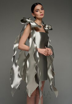 Вечернее платье Вероник Грей-V70380. С прямой юбкой, короткое без шлейфа.