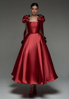 Вечернее платье Келли Черри-V70381. А-силуэт, длинное без шлейфа.