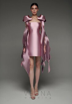 Вечернее платье Вероник Пион-V70396. С прямой юбкой, короткое без шлейфа.