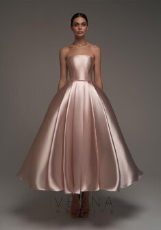 Вечернее платье Грейс Пинк-V70410. С пышной юбкой, длинное без шлейфа.