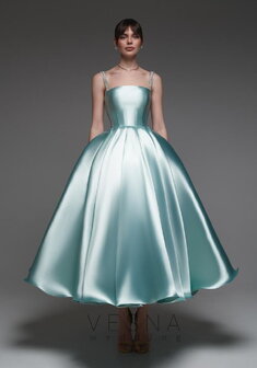 Вечернее платье Теона Миди Тиффани-V70416. С пышной юбкой, длинное без шлейфа.