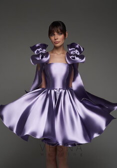 Вечернее платье Ника Лаванда-V70419. С пышной юбкой, короткое без шлейфа.