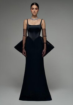 Вечернее платье Джулия Блэк-V70439. Силуэт Русалка (Рыбка), длинное без шлейфа.