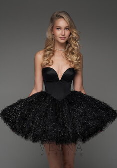 Вечернее платье Шарлиз-V70456. С пышной юбкой, короткое без шлейфа.